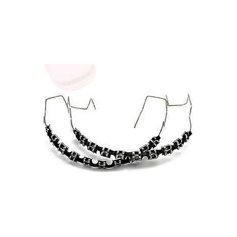 1 Paar bunte, künstliche Zahnspangen, temporäre Metall-Draht-Brackets, kieferorthopädische Ligaturen aus Titan (schwarz)