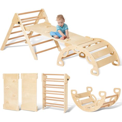 Set di arrampicata Montessori per bambini, triangolo stabile, in legno 5 in 1 (1/5)