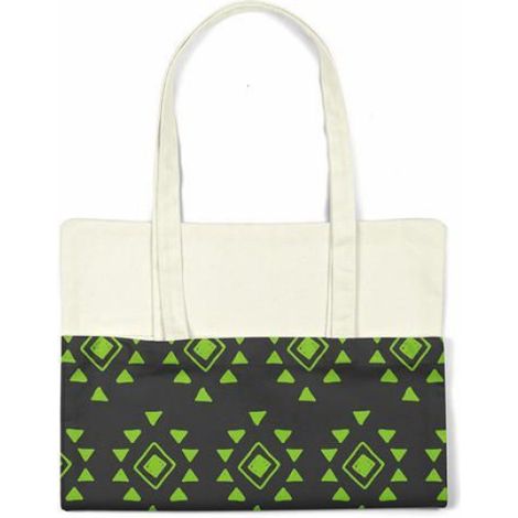 Sac Shopping - Coton - Vert - Anses Longues - 34 x 40 cm - 1 Pièce (1/4)