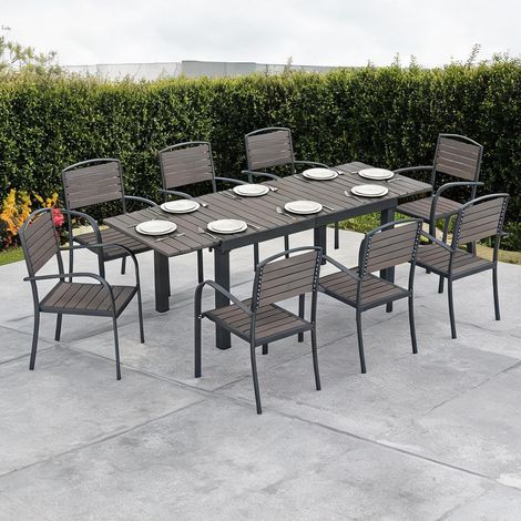 Salon de jardin grigio 225 x 85 x 75 cm (1/5)