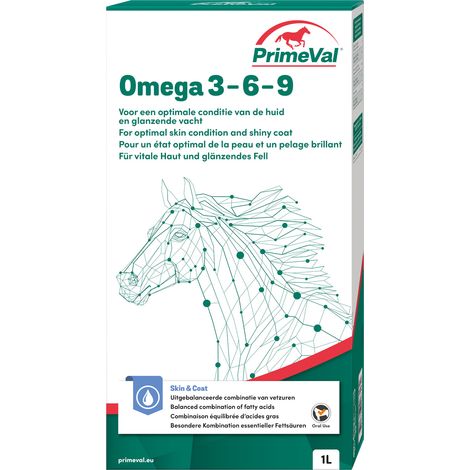 PrimeVal Omega 3-6-9 für Pferde - Für gesunde Haut und glänzendes Fell - 1 Liter (1/5)