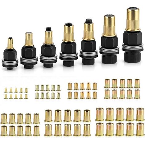 Riveteuse Pneumatique Kit de mandrin M3-M12 Ensemble de 77 pièces incluant 70 écrous borgnes pour réparation automobile, construction métallique et bricolage (1/5)