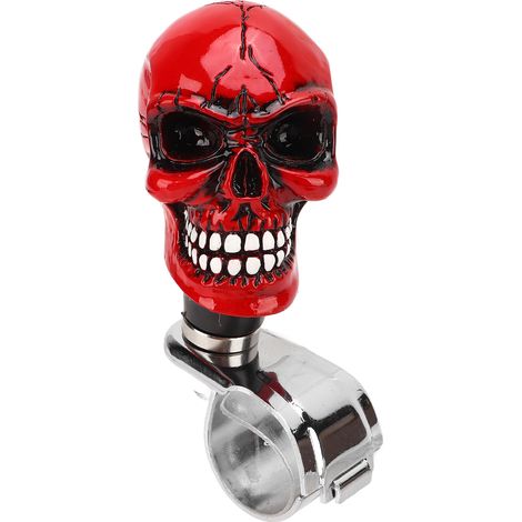 Molette de volant en forme de crâne, diamètre 3 cm, résine rouge, bouton rotatif pour voitures, camions, tracteurs et bateaux. (1/5)