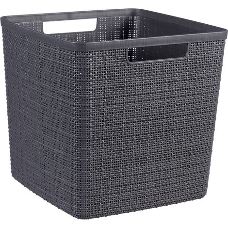 Boîte de rangement Cube 17l Jute recyclé anthracite (1/5)