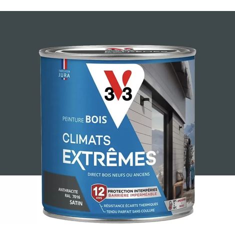 Peinture bois V33 Climats Extrêmes Satin Anthracite 0,5 L (1/3)