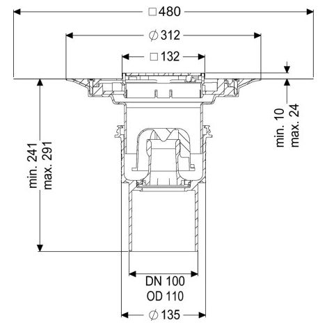 KESSEL 45210.53 Siphon de sol/plafond Practicus