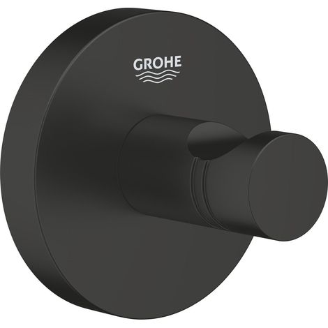 Patère Murale Salle de Bain, Fixations Cachées, Vis et Cheville inclus, Métal, Noir Mat, 411732430 (1/4)