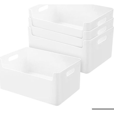Lot de 4 boîtes de rangement en plastique pour cuisine et salle de bain 25 cm Panier de rangement à fond avant Boîtes de rangement (1/5)