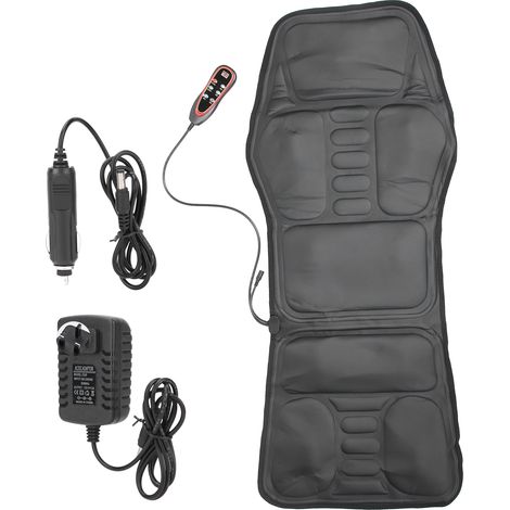Coussin chauffant vibrant pour siège auto électrique, matelas de massage dorsal avec adaptateur 100‑240V prise UK. (1/5)
