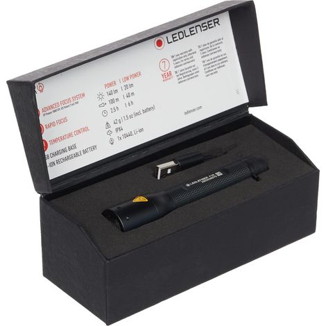 Ledlenser P3Rmini Torcia Tascabile LED, 140 Lumen, Ricaricabile, Portata Luminosa di 100m, autonomia Fino a 6 Ore, con Batteria al Litio, Batteria Inclusa, Stazione di Ricarica e Laccio anticaduta (1/5)