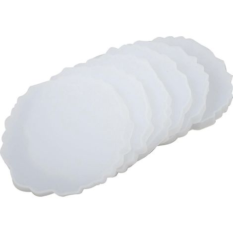 Ensemble de 6 moules pour sous-verres en résine, moules géodes en silicone, moules à vagues irrégulières, moules à plateaux et moules de coulée pour sous-verres (1/5)