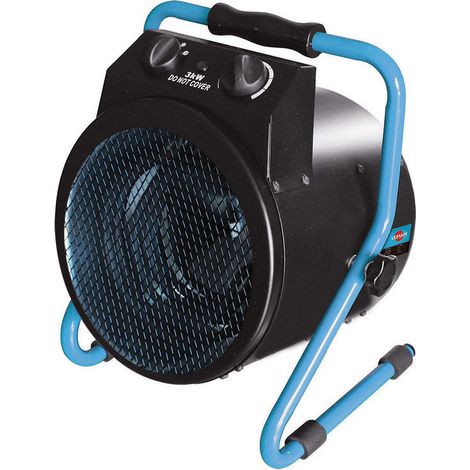 Leman – Chauffage de chantier électrique 3000W – 3 fonctions : soufflant, ventilation – Corps orientable avec grille de protection – Pour espaces confinés