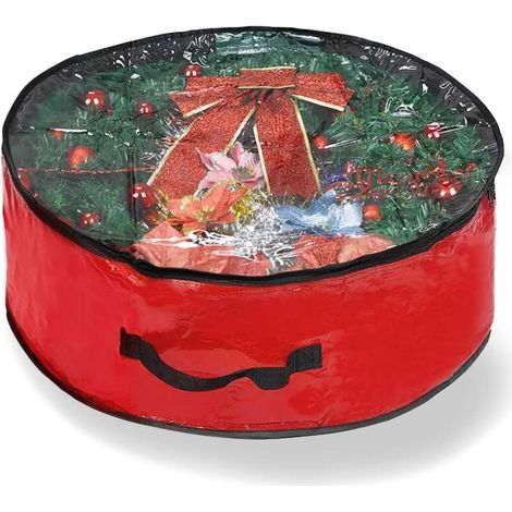 Sac de Rangement Imperméable pour Guirlandes et Couronnes de Noël avec Poignée Conteneur de Stockage Décorations (1/4)