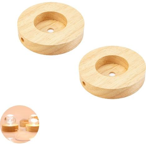 Lot de 2 bases de lampe de table de 12 virgule 9 cm en bois massif rond pour éclairage de bureau lumière de nuit lumière LED base de 120 x 120 x 20 mm (1/4)
