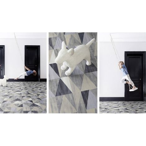 Tapis PVC Carreaux Ciment / Tapis PVC différentes Tailles / Vinyle idéal Style suédois / Tapis de Passage / Recouvrement de Sol - 60x40cm - Diamond Blue. (1/5)