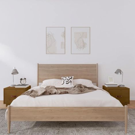 Lot de 2 Chevets Commodes de nuit - Tables d'appoint - Marron miel 40x34x35cm Bois de pin massif Chic-585762 (1/5)