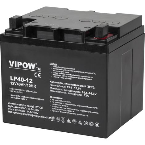Batterie gel Vipow 12V / 40 Ah pour alimentation de secours des motos jouets (1/5)