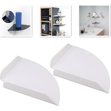 Étagère d'angle flottante pour enceinte de salon, étagère d'exposition pour objets de collection dans la chambre, étagère murale de douche pour salle de bain, blanche (1/5)