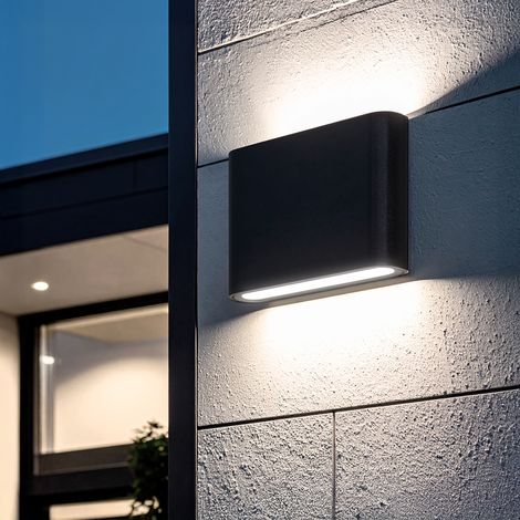 Applique da Esterno LED, Doppia Luce, in Alluminio, Luming 4000K Nero Bianco Naturale ↔11 cm