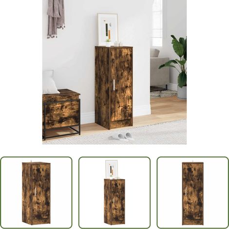 Schuhorganizer Holz - Schuhregal Räuchereiche 32x35x92 cm Holzwerkstoff (1/5)