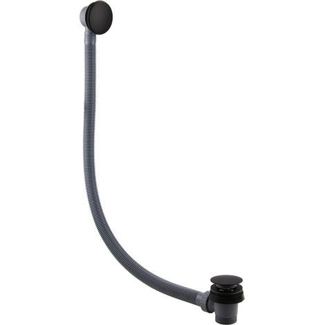 Round Easy Clean Flexible Matt Black Bath and Sprung Waste with Overflow (1/5)
