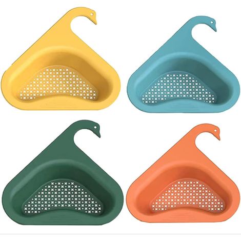 Lot de 4 paniers d'égouttage en forme de cygne pour la cuisine, évier en forme de cygne, égouttoir suspendu multifonctionnel, accessoires d'évier compatibles avec tous les éviers-AquaForge (1/5)