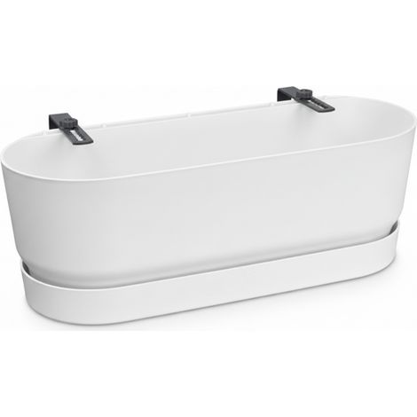 Pot de fleurs pour balcon Greenville Easy Jardinière ronde suspendue blanc Ø 25 cm - PANGIVO (1/5)