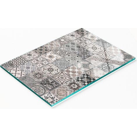 Tagliere decorativo in vetro e piastrelle in ceramica per servire e tagliare il cibo, 80x52 cm (1/5)
