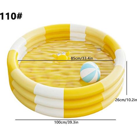 FENOPLASTICACircular Kiddie Pool Shallow Raised Circular Pool Kids Product Easy to Inflate Long-Lasting Vinyl for Children yellow (1/5)