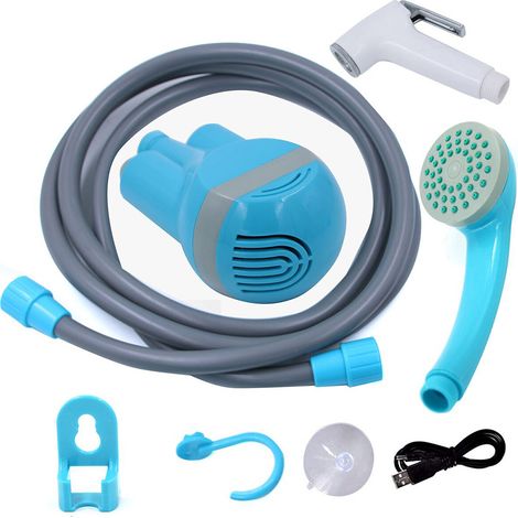 Decdeal Tragbare Dusche Outdoor/Indoor -USB -Ladung Handheld wiederaufladbare Duschkopfpumpen mit 2 Düsen für Camping -Reisewagen Waschpool (1/5)