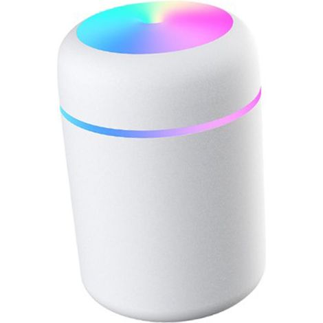 Humidificateur à brume fraîche 300 ml, petit format, humidificateur à tasse colorée, purificateur d'air USB pour voiture, blanc
