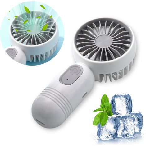 Handventilator, tragbarer, per USB aufladbarer Taschenventilator, 400-mAh-Akku, niedliches Design, 3 Geschwindigkeitsstufen, ideal für Outdoor, Zuhause, Büro und Reisen – Weiß