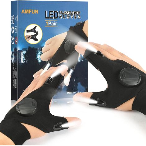 LED Handschuhe mit Lichtern, Taschenlampen Fingerlicht zum Reparieren, Arbeiten, Camping, Geschenkidee für Männer