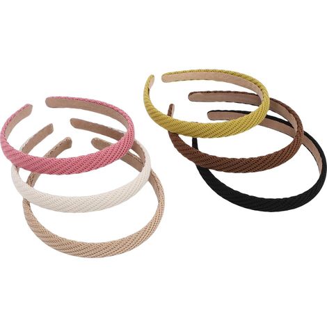 Pack of 6 Thin Headbands for Women, Non-Slip Knitted Textured Hairbands, Lightweight Stretchy with Soft Fit, Ideal for Most Head Sizes, 2cm Knit (1/5)