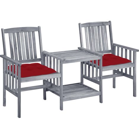 Chaises de jardin avec table à thé et coussins Fauteuil de Jardin Acacia solide 33402 (1/5)