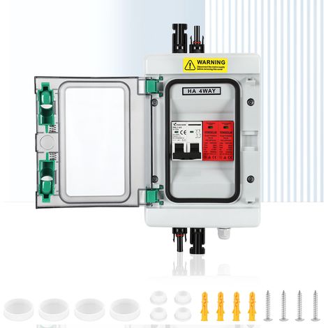 Jiubiaz Solar Anschlusskasten DC 1-String Überspannungsschutz PV 1000V 32A Photovoltaik IP65 Generatoranschlusskasten 4-Module Solarstecker PV-Anlage (1/5)