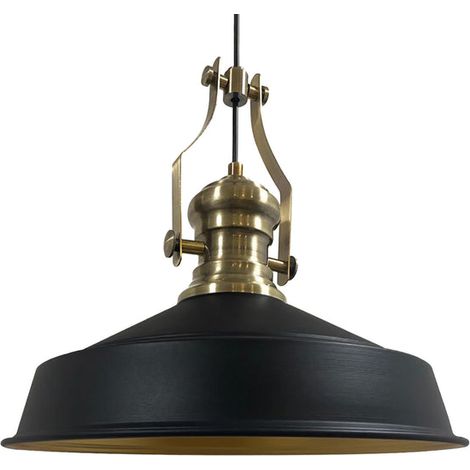 Handbemalte Industrielle Hängeleuchte aus Schwarz Metall – Vintage-Kronleuchter E27 Ø41 cm für Wohnzimmer, Schlafzimmer Oder Esszimmer (1/5)