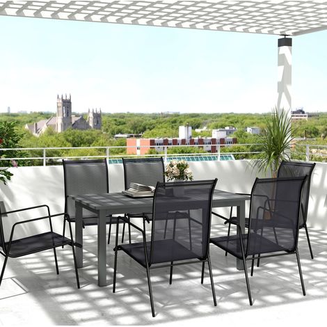Ausziehbarer Gartentisch 160/220x90x73 cm Grau Aluminium mit Schmetterlingsmechanismus (1/5)