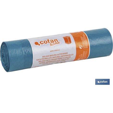 Sacco per spazzatura con chiusura automatica 55x55 G.65 Colore blu 15 unità