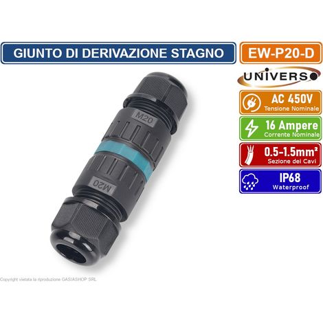 UNIVERSO EW-P20-D CONNETTORE GIUNTO A TENUTA STAGNA IMPERMEABILE IP68 (1/3)