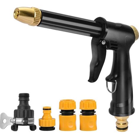 Pistolet À Eau Haute Pression Long Avec Buse Pour Arrosage Plantes Nettoyage Lavage Voiture 4 Connecteurs (1/4)