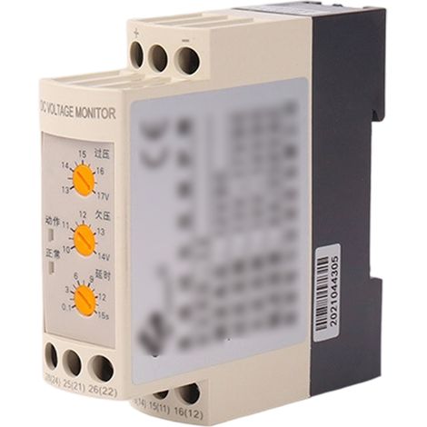 Relé de protección, monitorización en tiempo real, tensión ajustable, contactos NA/NC, para sistemas de 12 V CC.