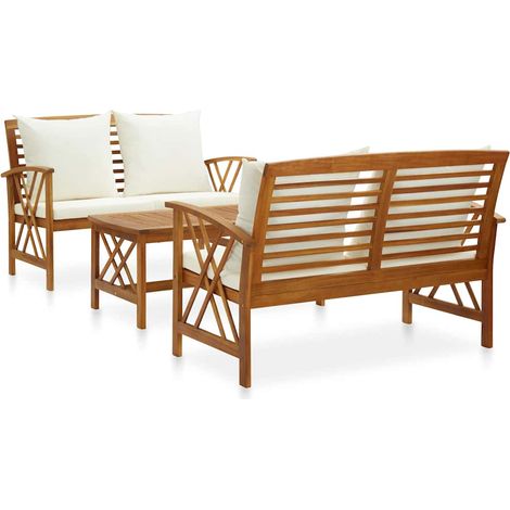 vidaXL Muebles de jardín 3 piezas con cojines madera maciza de acacia (1/5)