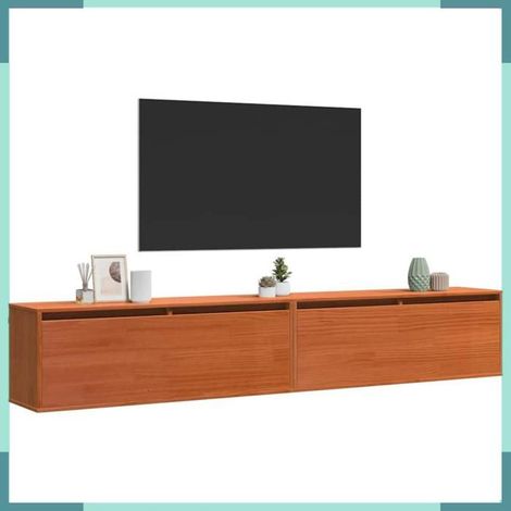869862 Meuble mural avec étagère Cire marron Bois de pin massif (1/5)