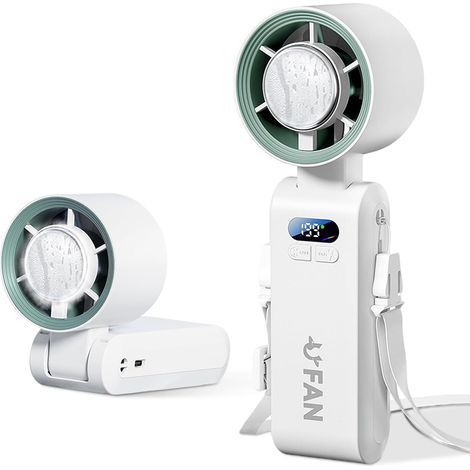 Ventilador portátil, mini ventilador con 1 a 199 velocidades y función de enfriamiento, plegable, recargable, con batería de 5500 mAh, ideal para viajes y uso en exteriores (blanco).