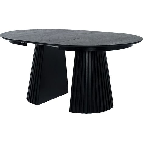 Table à manger extensible 4 à 8 personnes placage chêne - Noir - CARMIZA (1/5)