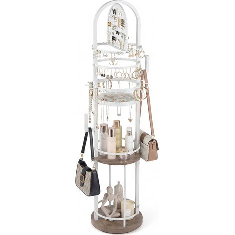 Organizador de joyas giratorio con soportes para pendientes y collares