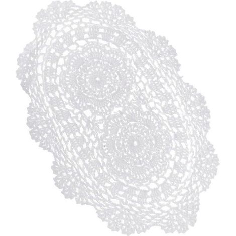 Napperons ovales en dentelle de coton crochetée blanche exquise, 28 x 38 cm (1/5)