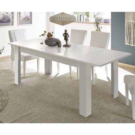 Table à manger design laqué blanc 137cm + rallonge APHODITE (1/2)