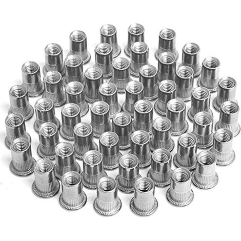 Packung mit 100 Nietmuttern M4, M5, M6, M8, Edelstahl, Präzisionsgewinde für sichere Befestigung, geeignet für Holz, Kunststoff und Metall (1/5)